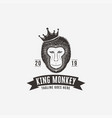 vintage hipster king monkey logo template vector image