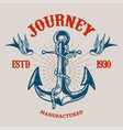 vintage anchor with swallows in engraving style vector image