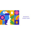 happy easter abstract spring rabbit mosaic banner vector image