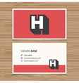 business card letter h vector image vector image