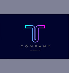 Geometric a pink blue line alphabet letter logo Vector Image