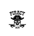 pirate skull in hat icon for piracy flag vector image