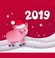 red colored postcard of new year pig vector image