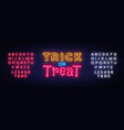 trick or treat neon text design template vector image vector image