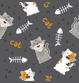 seamless pattern cute cat smiling vector image