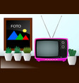 realistic minimal composition retro television vector image