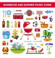 set of flat design barbecue and summer picnic vector image