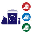 blue recycle bin with symbol icon isolated vector image