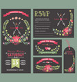 wedding invitation template setfloral wreath vector image