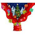 christmas paper cut gifts bag and falling presents vector image vector image