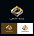 gold 3d rhombus shape company logo vector image vector image