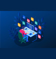 isometric developing programming and coding vector image