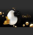 happy easter gold glitter black 3d rabbit card vector image vector image