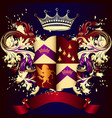 heraldic shield with golden swirls crown vector image vector image