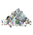 pile of garbage trash bags and rake the concept vector image