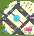 top view streets and cars vector image