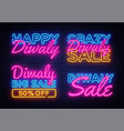 big collection neon signs for diwali festival vector image