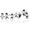 doodle happy kids in a row vector image