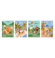 set flyers with people performing outdoor vector image vector image