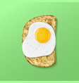 top view realistic bread with fried eggs vector image vector image