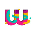 paper cut letter w realistic 3d multi layers vector image