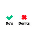 do and dont check tick mark red cross icon vector image vector image
