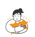 hand drawn doodle person holding gold star vector image