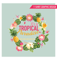 tropical flowers graphic design - for t-shirt vector image