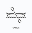 canoe flat line icon outline vector image vector image