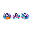 set flat woman avatar with plants vector image vector image