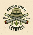 two crossed weed joints and bucket hat vector image