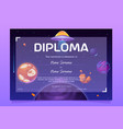 kids diploma with ufo saucer and planets in space vector image vector image