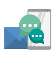 smartphone and email with chat bubbles vector image