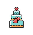 wedding cake line icons love symbol flat vector image