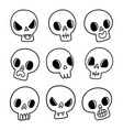 scary outline skulls halloween vector image