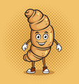 cartoon croissant pop art vector image