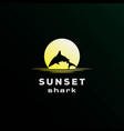 sunset sunrise moon night jumping fish wild shark vector image vector image
