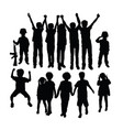 children silhouette playing together vector image vector image