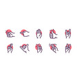 gesture color linear icon set editable stroke vector image