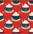 warm cozy cocoa cup vintage retro seamless pattern vector image vector image