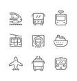 set line icons of public transport vector image