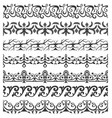 set of seamless ornate brushes vector image vector image