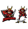 cartoon style of samurai warrior mascot vector image vector image