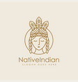 lineart female native american indian logo icon vector image vector image