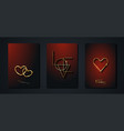 set valentines day greeting card gold heart on red vector image vector image