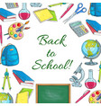 back to school poster of supplies sketches vector image