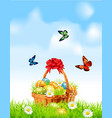 easter egg basket vector image vector image