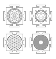 monocrome outline hindu yantra set vector image
