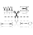scissors and dotted line set with reflection vector image