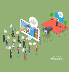 Isometric flat concept social media Royalty Free Vector